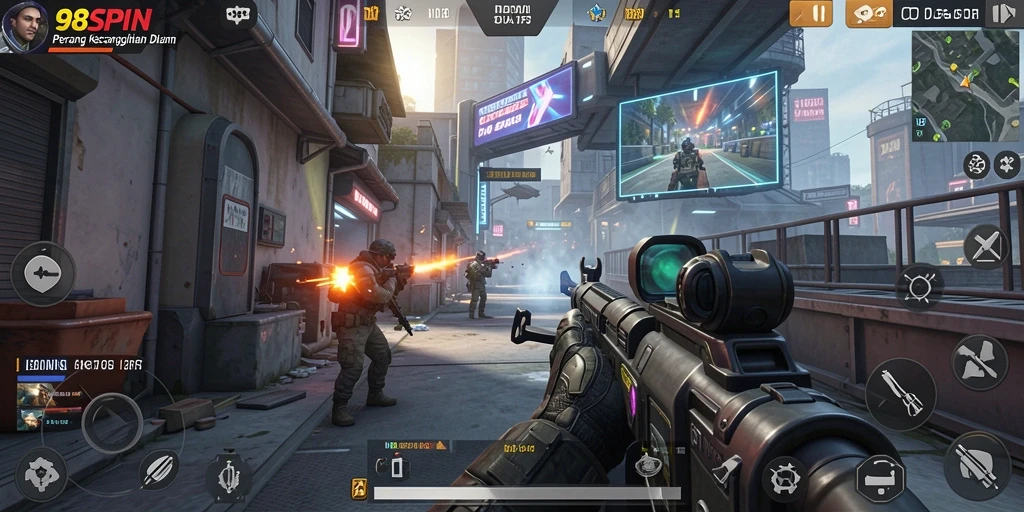 Screenshot gameplay yang menampilkan aksi pertempuran mendebarkan di 98SPIN.