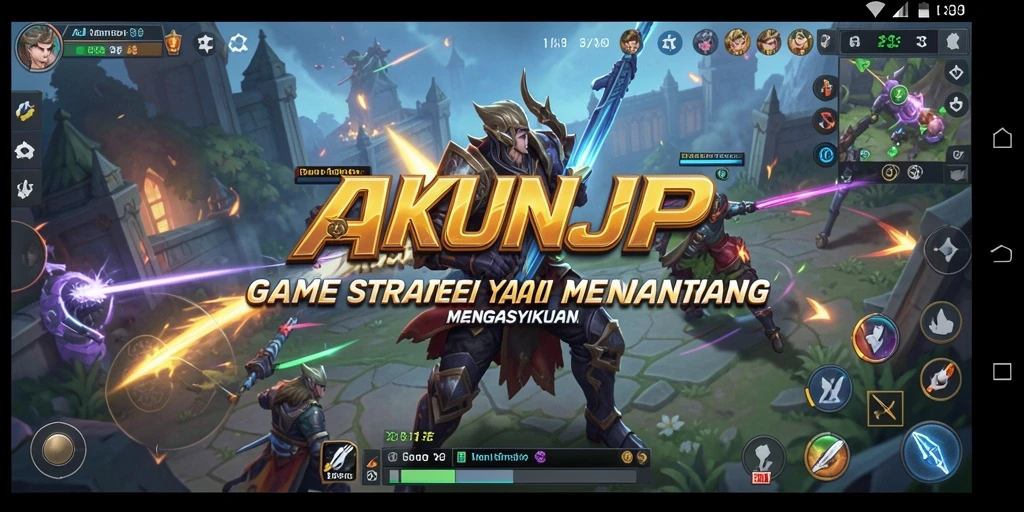Screenshot utama AKUNJP menampilkan momen seru dalam strategi pertempuran.
