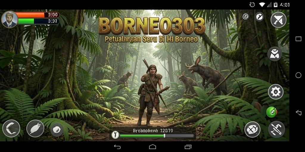 Tampilan menarik dari gameplay <strong>BORNEO303</strong> yang menggambarkan petualangan di hutan.