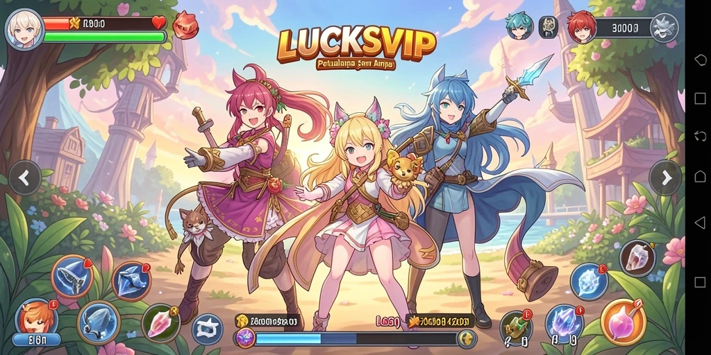 Screenshot gameplay LUCKSVIP menampilkan aksi karakter Anime yang menarik.