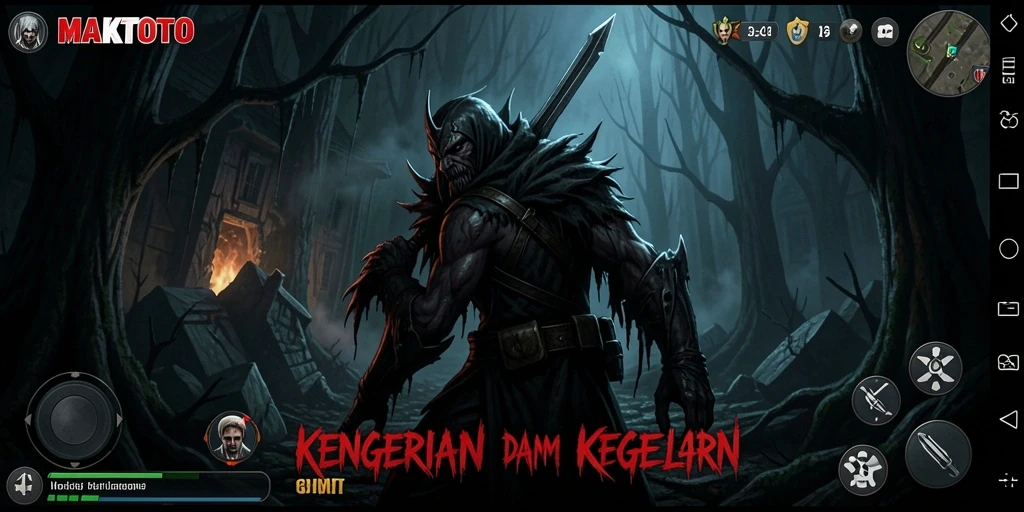 Gameplay menyeramkan di MAKTOTO yang penuh kegelapan dan ancaman.