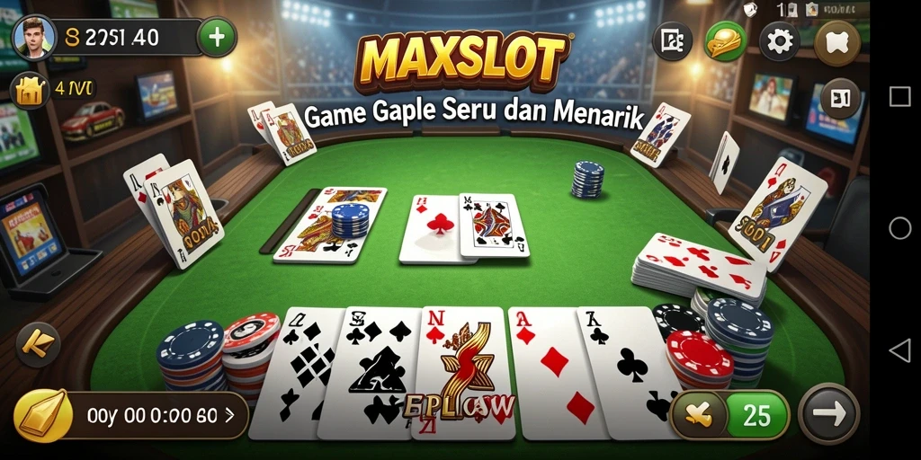Tampilan gameplay seru dalam permainan Gaple MAXSLOT.