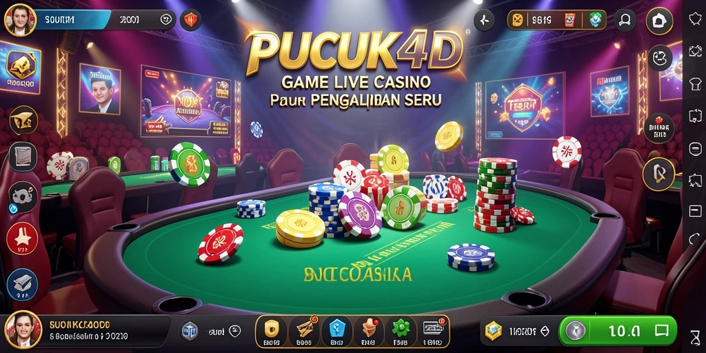 Screenshot gameplay <strong>PUCUK4D</strong> menampilkan dealer profesional dan interaksi pemain.