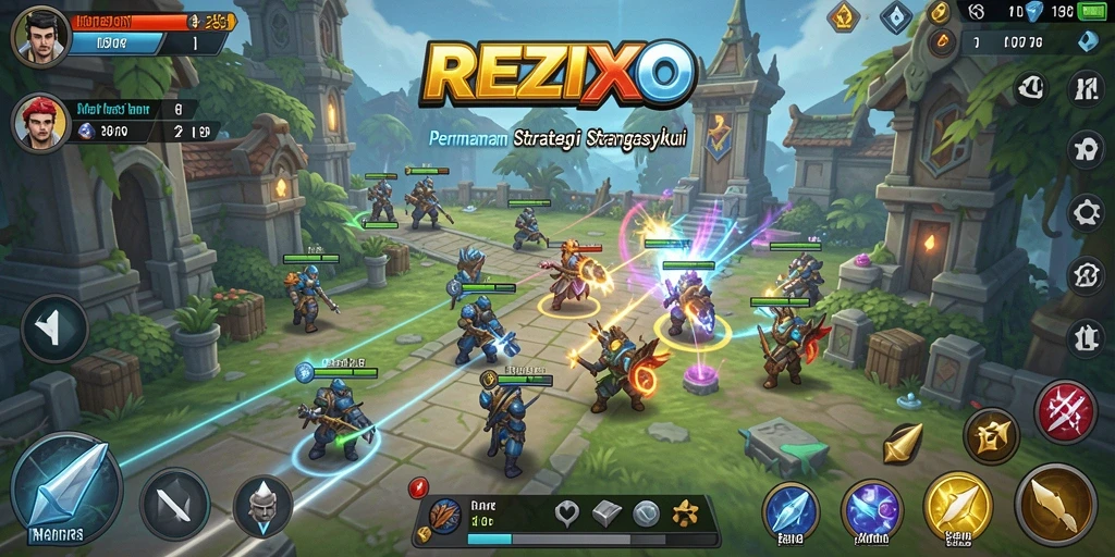 Tampilan gameplay yang dinamis dan strategis di REZIXO.
