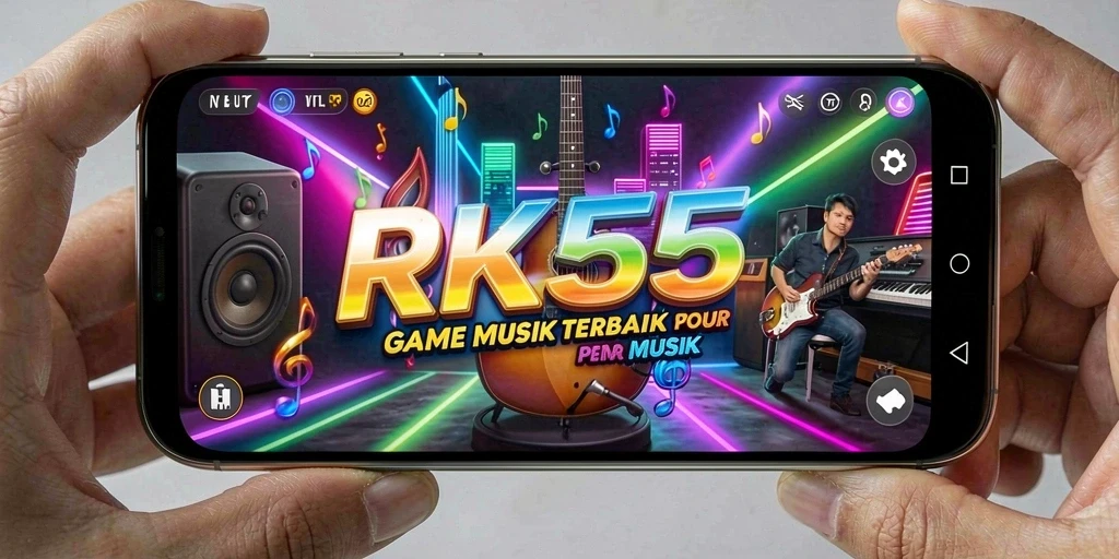 Tampilan gameplay seru dalam aplikasi musik RK55.