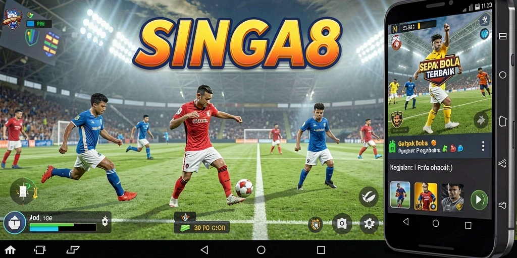 Tampilan gameplay menarik dari SINGA8 saat pertandingan sepak bola.
