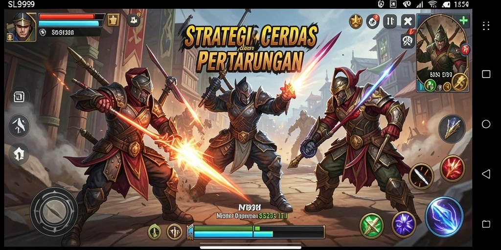 Screenshot gameplay SL999 menampilkan pertarungan strategi yang mendebarkan.