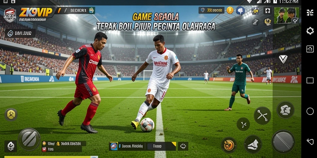 Gameplay <strong>ZK9VIP</strong> menampilkan aksi seru di lapangan sepak bola.